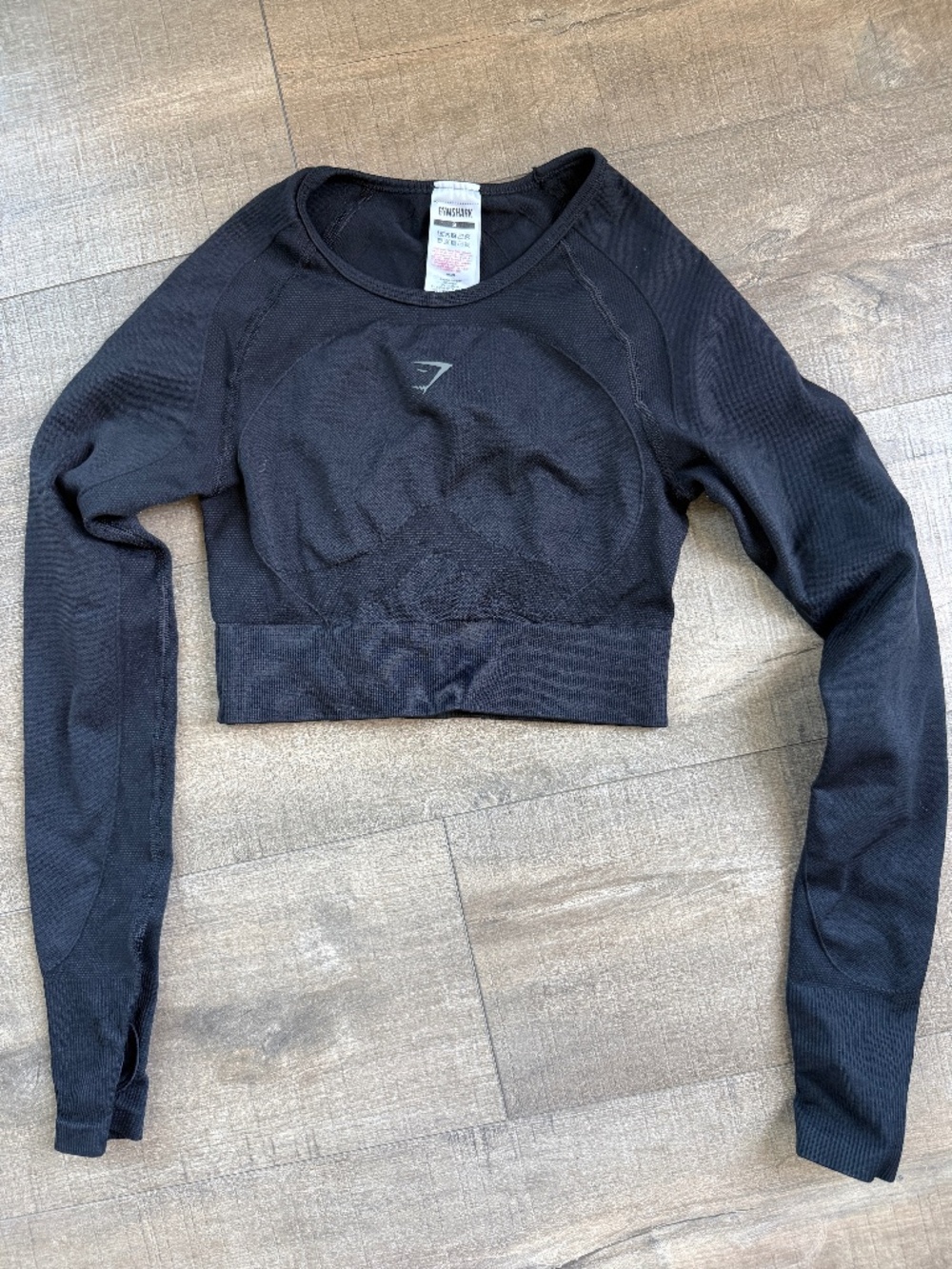 Gymshark Black Open Back Long Sleeve Crop Top Size S